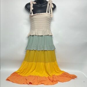 Colorful Tiered Maxi Dress Aaron and Amber size medium NWT